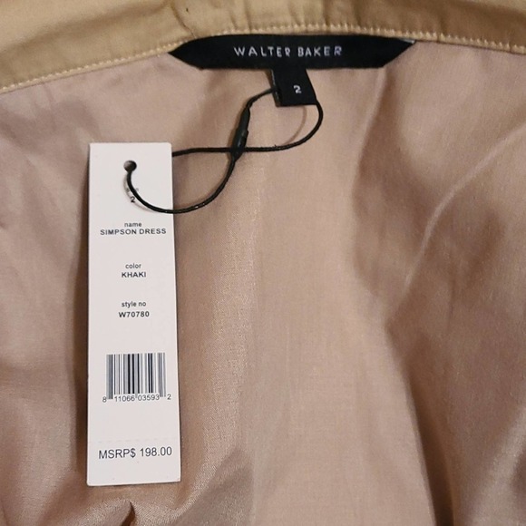 Walter Baker Mustard Cotton Square Neck Belted Y2K Cocktail Mini Dress 2 NWT - Picture 8 of 9